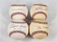 (4) AUTOGRAPHED BASEBALLS - MUSIAL, CARLTON