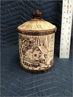 Vintage Ceramic Rustic Cabin Cookie Jar Made in