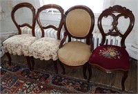 (4) antique side chairs: Medallion back,