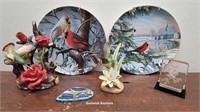 Box Bird Figurines & 2 Plates