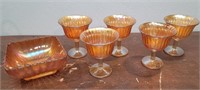 6pcs Marigold Carnival Glass