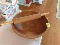 Wooden bowl & rolling pin