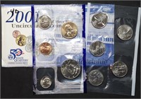 2001 Philadelphia 10-Coin Mint Set in Envelope