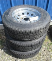 (3) Dynatrail ST205/75R14 5 lug trailer tires.