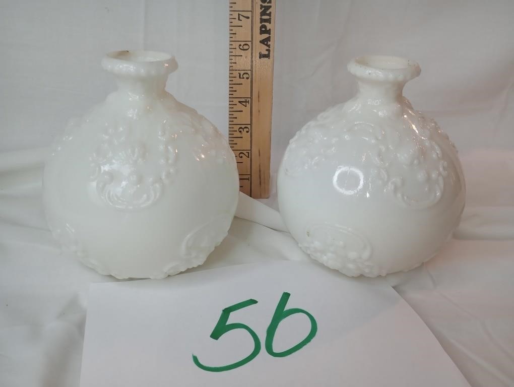 NOUVEAU MILK GLASS, PENDANT LIGHT GLOBES