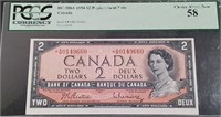 GRADED 1954 Canada $2 Replacement Note