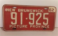 1962 New Brunswick License Plate