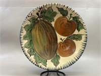 Large Signed Fruit Pottery Bowl VTG