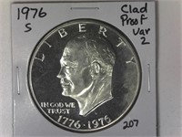 1976-S Clad Proof Var 2 Ike Dollar