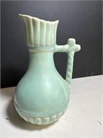 Unsigned McCoy Soft Aqua Pitcher Vase Twisted
