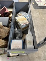 METAL BIN W MIXED ELECTRONIC COMPONENTS RELAYS