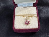 14k Black Hills Gold Star/Flower Pendant Necklace