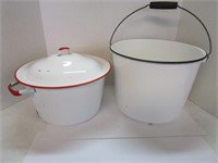Enamel  Milk bucket  (pot has dings