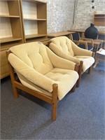 Pair of MCM upholstered arm chairs