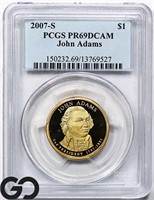 2007-S John Adams Pres Dollar, PCGS PR69 DCAM