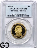 2007-S Thomas Jefferson Dollar, PCGS PR69 DCAM