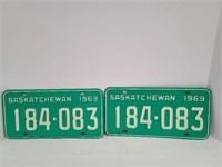 Two 1969 Sask. License Plates