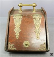 Vintage Wood & Brass Coal Scuttle