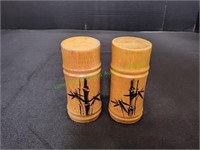 Vintage Wood Bamboo Salt & Pepper Shakers