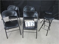 4 Metal Folding Chairs & 2 Metal Folding Stools