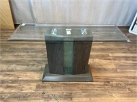 Modern Pedestal Base Glass Top Sofa Table