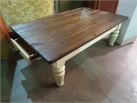 FARM HOUSE STYLE PAINTED CENTER TABLE W/ 2 DRAWERS