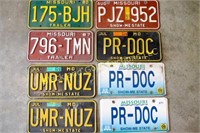 Lot of 8 Missouri license plates