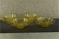 4 Federal Glass Amber "Madrid" Cups