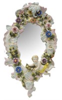 SITZENDORF PORCELAIN MIRRORED CANDLE SCONCE