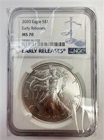 2020 American Silver Eagle Early Releases MS70 NGC