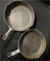 2 x 10 1/4 Inch Cast Iron Frying Pans Skillets.