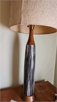 Vintage Ceramic lamp & wood with glass interior