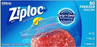 80 Count Ziploc Gallon Food Storage Freezer Bags