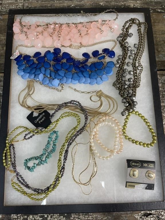 Box Lot Of Vintage Necklaces & Earrings