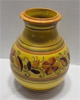 10" Glazed Pottery Handpainted Vase