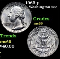 1965-p Washington Quarter 25c Grades GEM+ Unc