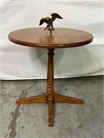 Antique Wooden End Table with Metal Eagle Detail