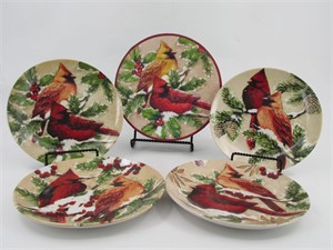 5 Cardinal Plates Red Yellow Food Safe 8"