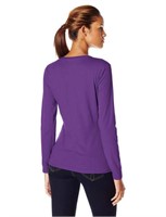 Hanes Womens XL Crewneck Long Sleeve Tee, Purple