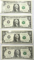 Lot of (4) 2003 $1 Sequential STAR NOTES