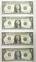 Lot of (4) 2003 $1 Sequential STAR NOTES