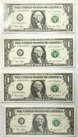 Lot of (4) 2003 $1 Sequential STAR NOTES