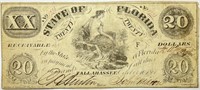 1867 State of Florida $20 Dollar Note
