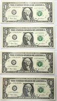 Lot of (4) 2003 $1 Sequential STAR NOTES