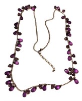 GORGEOUS VINTAGE SILVER FACETED PURPLE NECKLACE