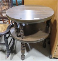 round pine 2 tier end table