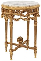 Gilt Carved Marble Top Lamp Table