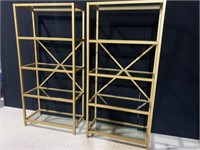 METAL ETAGERE BOOKCASE W/ 5 GLASS SHELVES IN