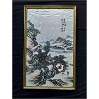 1900-1940 Chinese Silk Landscape Signed