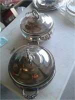 2 MRS SILVERPLATE SERVERS WITH PYREX INSERTS